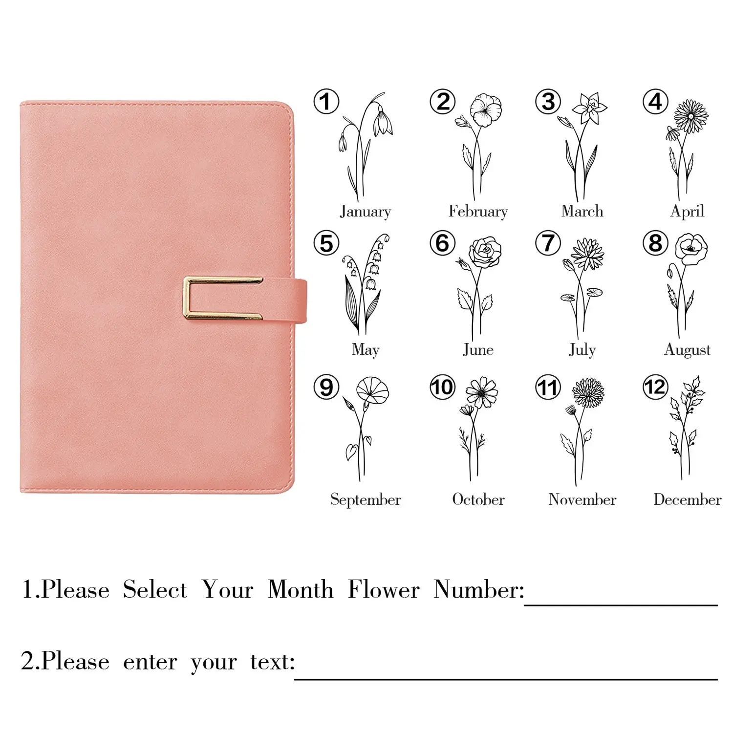 Custom Name Monthly Diary - 12-Month Unique Designs, Personalized Office Stationery - Ideal Back-to-School, Holiday Gift for Friends