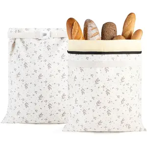 2-Pack Reusable Beeswax Bread Bags with Zipper for Sourdough & Homemade Bread Food Storage, 16.5 x 13 inch