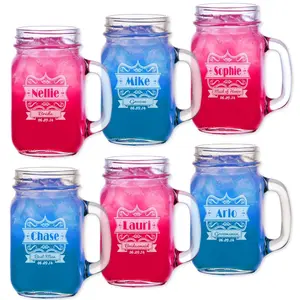 Wedding Party Name Title Personalized Mason Jars Groomsmen Favor Bridesmaid Gift Idea with Handle Glass Beer Mugs Engraved