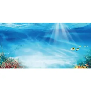 AWERT Undersea Theme Aquarium Background Colorful Coral Tropical Fish Sunshine Underwater World Fish Tank Background 48x24 inches Vinyl