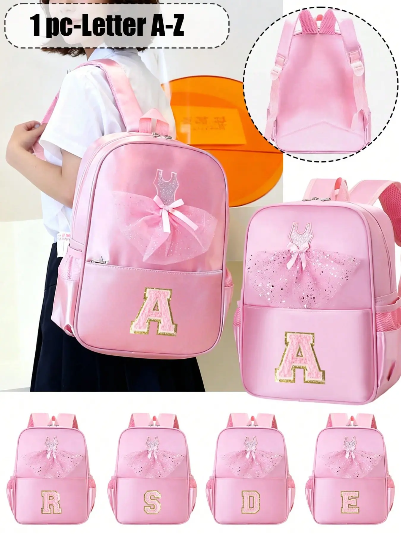 Elegant Dance Backpack, Towel with A-Z Letters, Lace and Bowknot Decor, Cute Straps, Ballet Class, Performance Essential