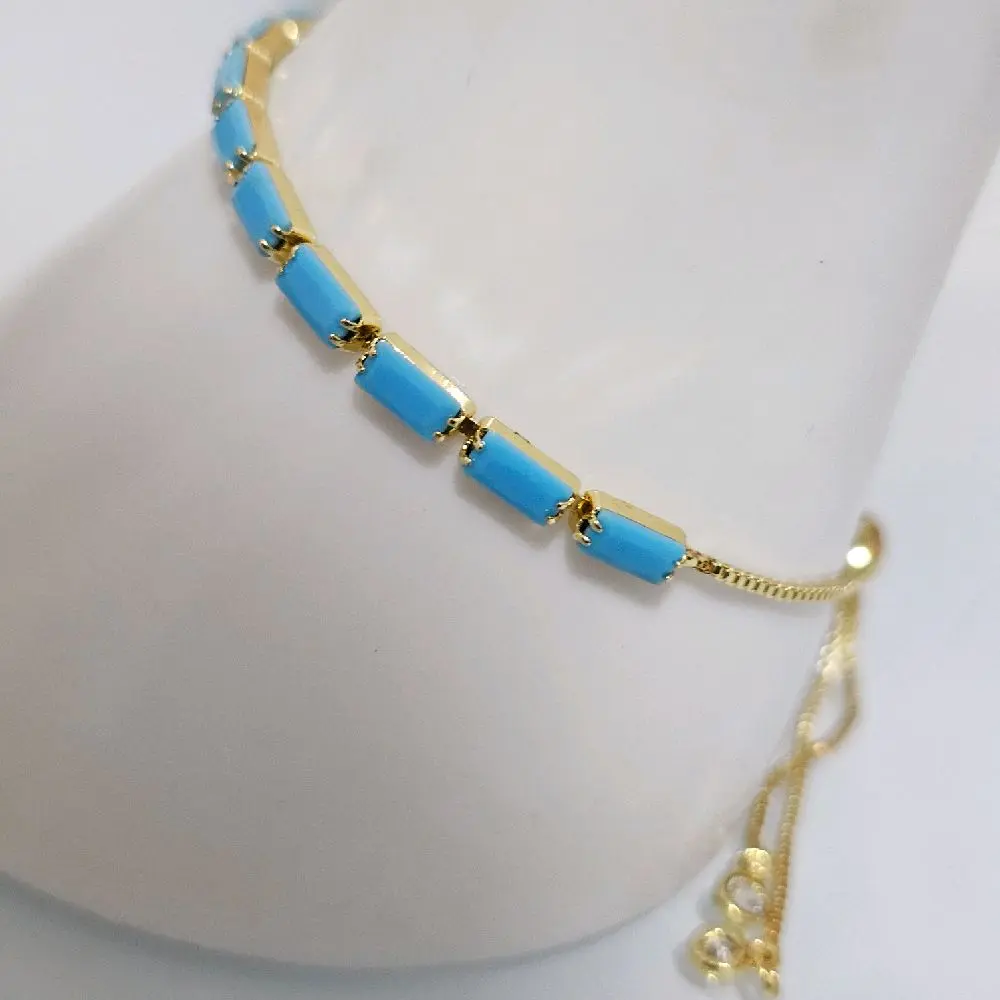 14k Gold-Plated Adjustable Turquoise Bracelet