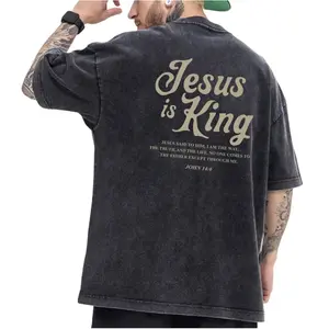 Retro Washed Cotton T-Shirt Featuring Jesus Is King and John 14:6 Bible Verse Quote