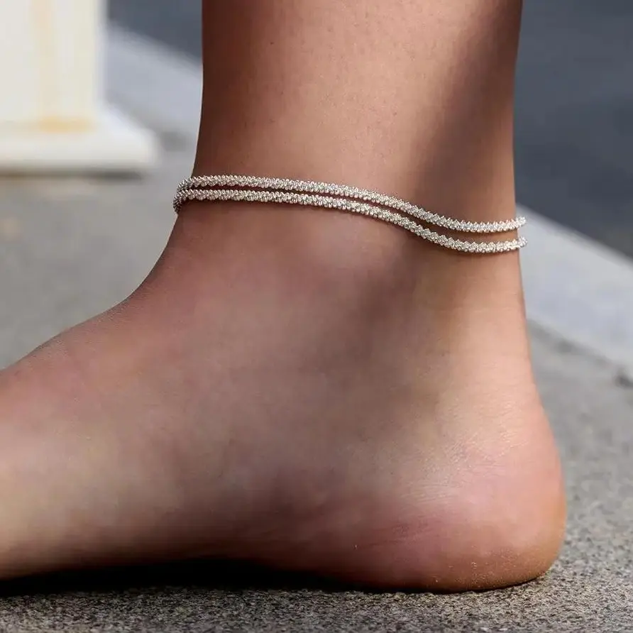 2026 New Women Adjustable Womens Anklet For Dainty Layered Waterproof Anklet Set Stackable Figaro Beaded Cuban Link Anklets Daily Clothing Decor For Beach Summer Trendy All-match & Exquisite Jewelry For Valentine's Day gifts
