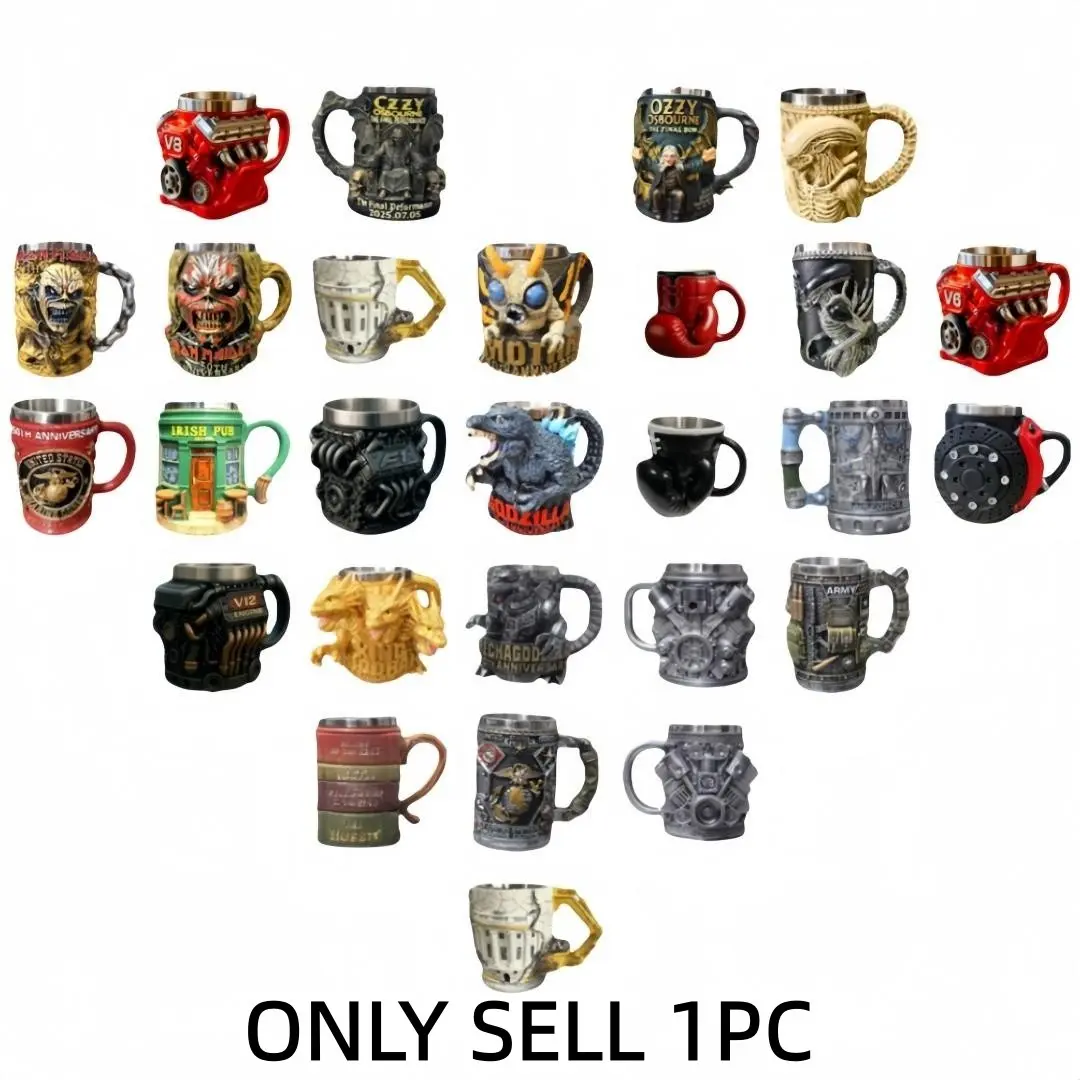 Hot-selling 3D three-dimensional shaped mugs: Godzilla / Ozzy Rock /  Three-headed Dragon creative water cups,