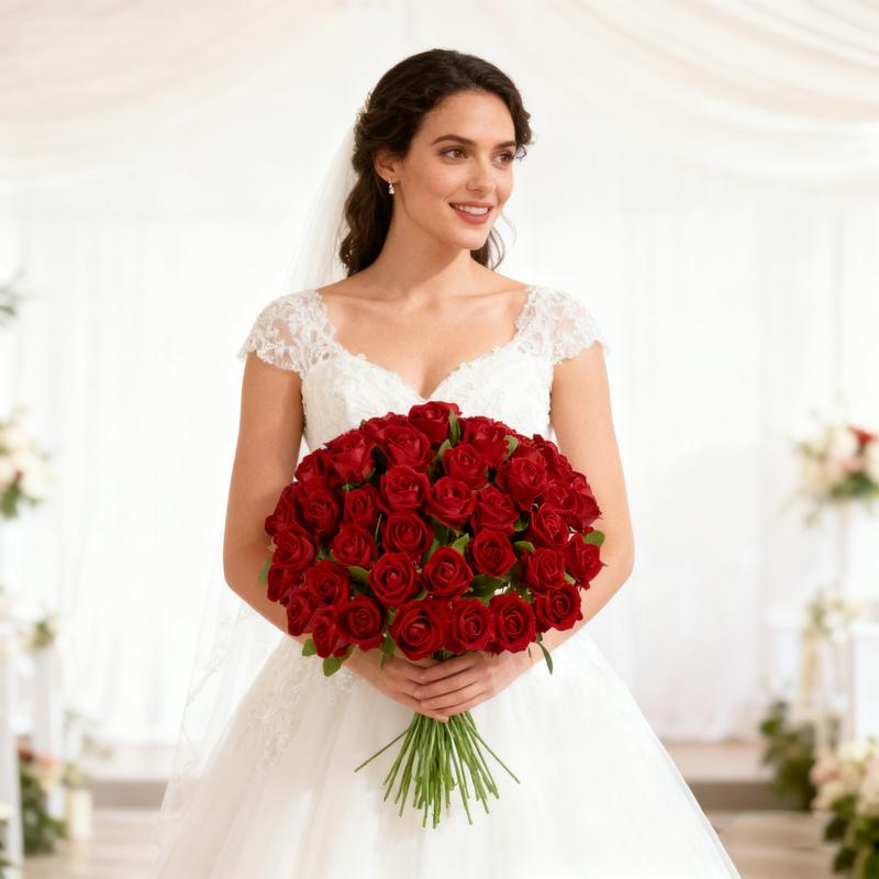 YBLIOUKE 10/20/50 pcs Artificial Rose Howers LongStem Fake Silk Roses for DIY WeddingBouquet Table Centerpiece HomeDecor  Realistic Faux Flowers for Decoration, Suitable for Valentine’s Day, Mother’s Day, Halloween, Christmas, Floral Arrangements