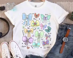 Coquette Bows Watercolor Prinncess Tshirt, Kingdom Girl Trip 2025, Trendy Cute Shirt, Mom Gift Top Womenswear Summer, school outfits