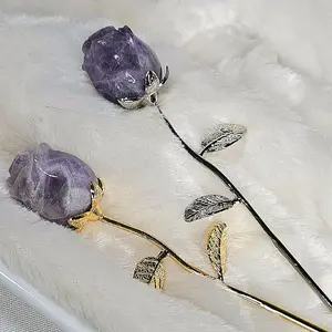 Amethyst Crystal Rose,Elegant Gift Decor,Home, Office, Gift Giving,Crystal Rose Ornament,Healing Energy, Aesthetic Decor，
