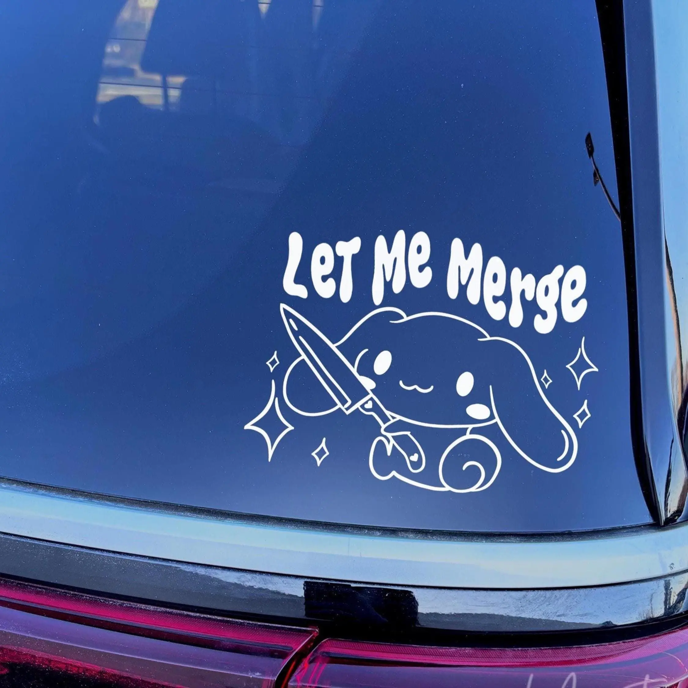 Let Me Merge Cinna Vinyl Decal, Cute Car Bumper Sticker – FASTSHIPPING