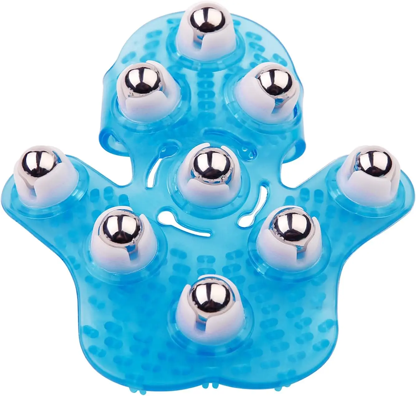 Boseen Handheld Massage Ball for Muscle Back Neck Joint Foot Shoulder Leg Pain Relief - Palm Shaped Massage Tool with Roller Balls, Portable Design, Blue