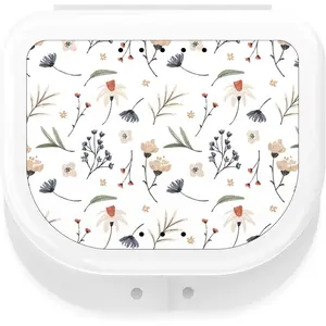 Retainer Cases Cute, Retainer Holder Case 1 Pack, Aligner Case with Colorful Novelty Cute Patterns, Night Guard Case with Floral Patterns (White)