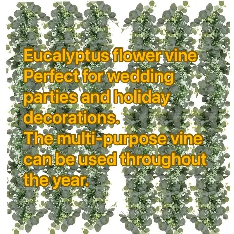 6-Piece Set 180cm Artificial Eucalyptus Tree & Woven Basket Decorative Floral Arrangement, Artificial Flower Plant, Artificial Plants, Artificial Flowers, Perfect for Weddings, Events, Home Decor, All-Year Use