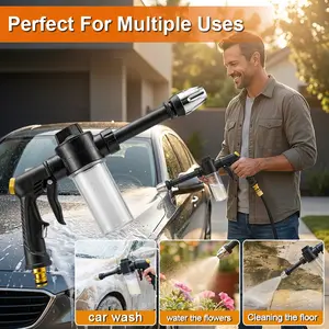 High-Pressure Car Wash Sprayer with Foam Bottle – Versatile Water Gun for Motorcycles, Home & Garden Use – Durable Long Rod Nozzle for Efficient Cleaning And Irrigation, Without Battery