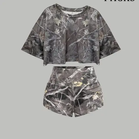 Women's 2-Piece Tie Dye Lounge Set, Crop Top & Shorts, Y2K Aesthetic, Casual Summer Pajamas, Soft Loungewear, Unisex Style, Comfy Home, Casual Loungewear Outfit