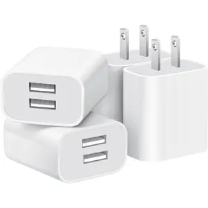 4 Pack USB Wall Charger, Dual Port Plug Adapter for Wall Outlet Charging Block, USB Power Adapter for iPhone 14/13/12/11 Pro/Pro Max, XS/XR/X, Galaxy, Pixel, Moto and Android Phones (White)