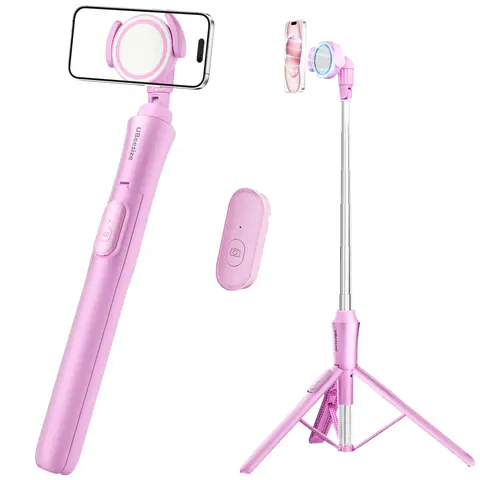 UBeesize 62'' Magnetic Tripod Stabilizer Foldable Selfie Stick with Remote Control - Compact Aluminum-Silicone Clip Mobile/Cellphone Holder, MagSafe Rotation Ring, Magnetic Phone Mount for Content Creators Vlogging