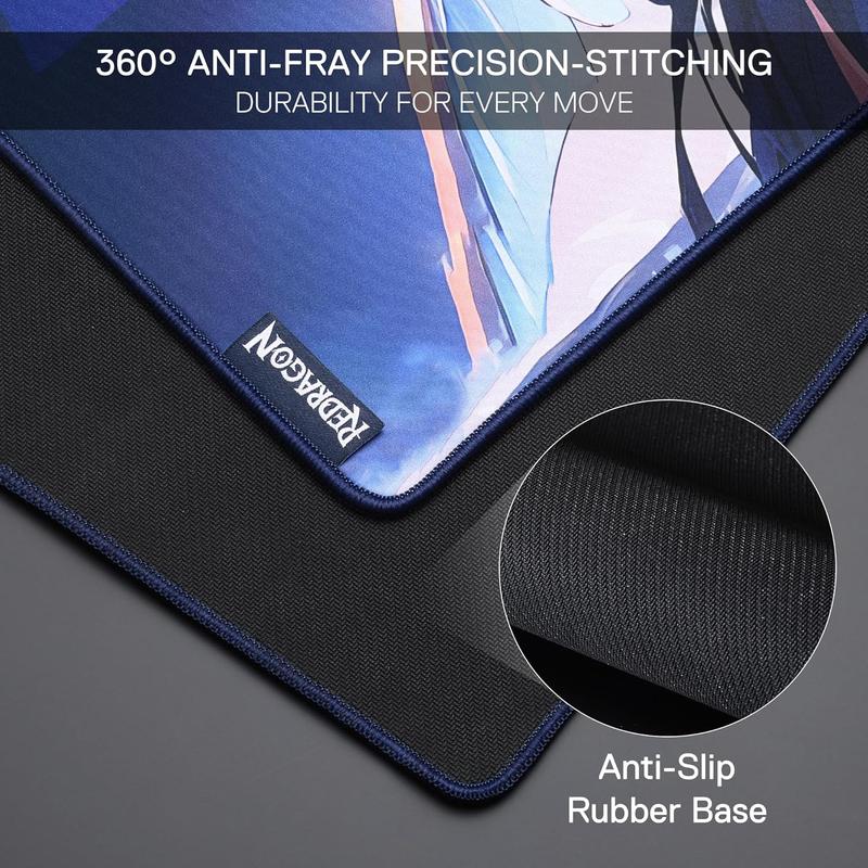 Redragon P046S Anime Gaming Mouse Pad - Smooth Lycra Surface, Anti-Slip Rubber Base, Spill-Resistant, Durable 5mm Thick Design, 13 x 10 inches, Gaming accessories, Dark Blue