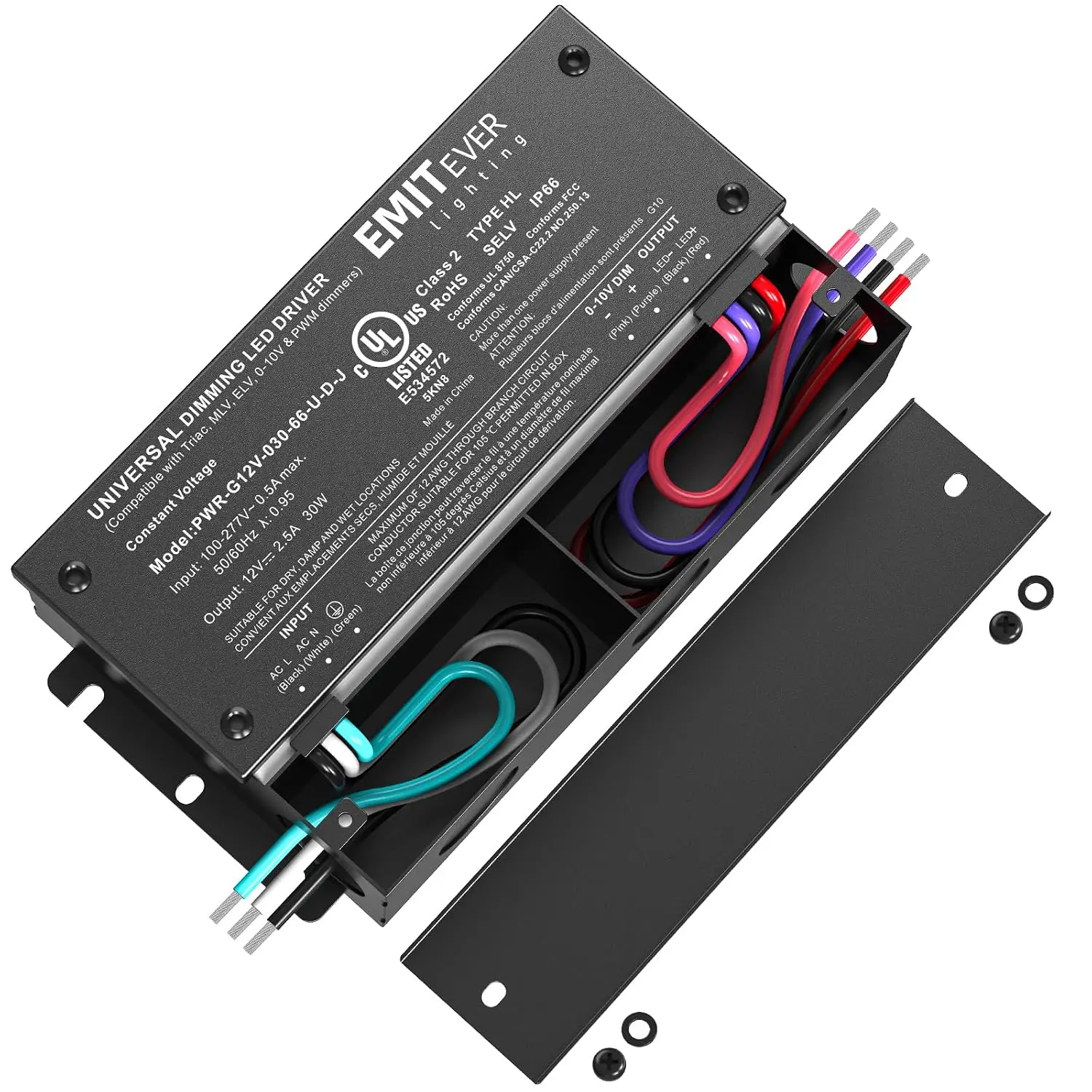 12V 30W 5-in-1 Dimmable LED Driver,AC 110-277V to DC,UL Listed