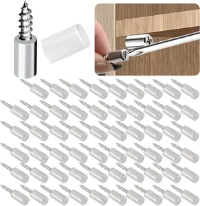 60 Pcs Self-Tapping Screws Cabinet Laminate Support, Shelf Pins Self-Tapping Screws with Anti-Slip Silicone Sleeve, Self-Tapping Screws