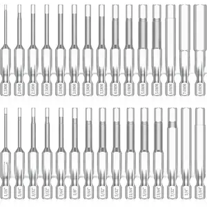 Hex Head Allen Wrench Drill Bit Set, 1/4 Inch Shank Metric and SAE S2 Steel Hex Bit Set, Magnetic Tips 50mm Long (SAE+METRIC BITS)