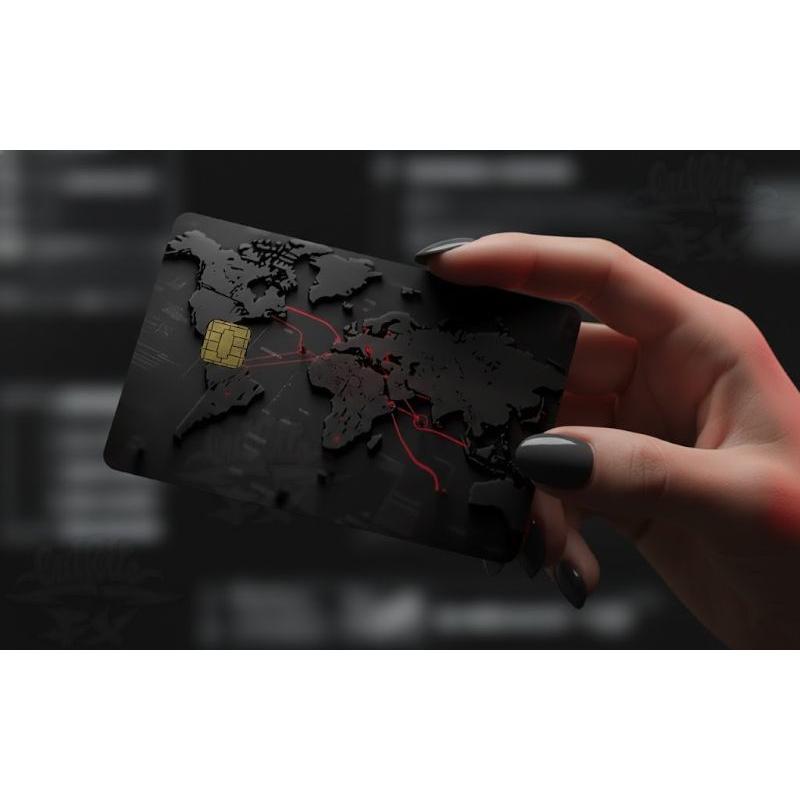 Global Network Matte Black Credit Card Skin – Cyber World Map Tech Cover