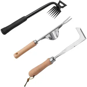 Hand Weeder Tools, 6 Teeth Uprooting Tool Multifunctional Manual Hand Weeder for Lawn, Crack Weeder Crevice Tool, 3 PCS