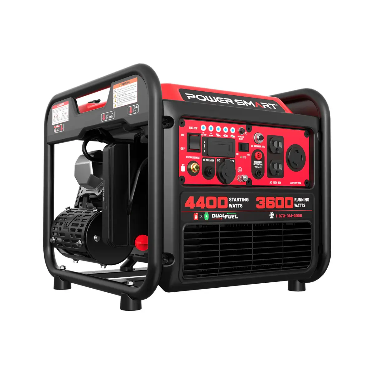 PowerSmart 4400-Watt Dual Fuel Portable Inverter Generator,Gas Powered,CO-Sensor,Lightweight & Quiet for Home Use and Emergency Backup,Camping,EPA Compliant,MB5040DC