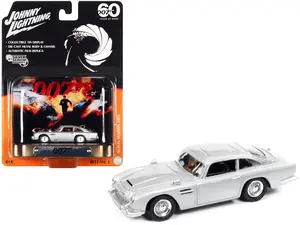 Aston Martin DB5 RHD Silver Met. 007 James Bond "GoldenEye" 1995 Movie w/Tin Display 1/64 Diecast Model Car by Johnny Lightning
