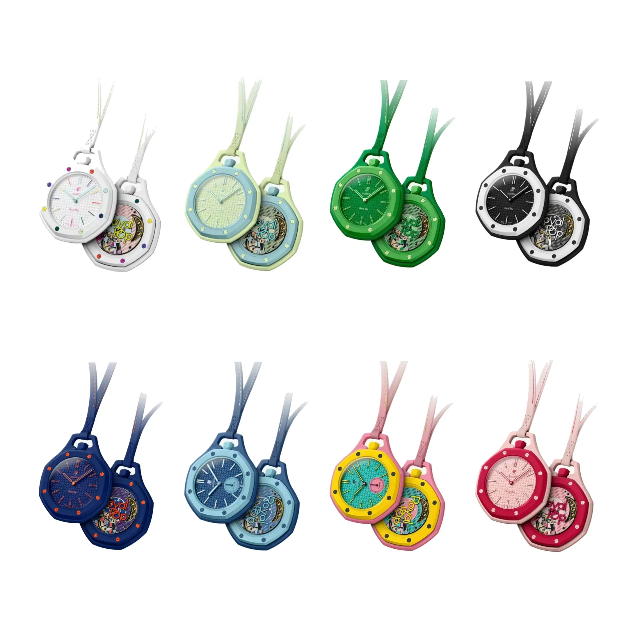 Color Block Pendant Watch with Hanging Lanyard, Featuring a 2-Sided Octagonal Face - Statement Accessory for Bag Styling and Travel
