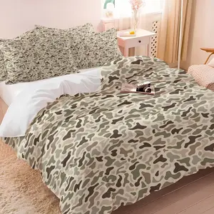 3Pcs Vintage Camouflage Duvet Cover Set, 1 Duvet Cover + 1/2 Pillowcases, Retro Camo Print Bedding for Men Boys, Ultra-Soft Microfiber Classic Camo Bed Set for Bedroom Dorm Decor