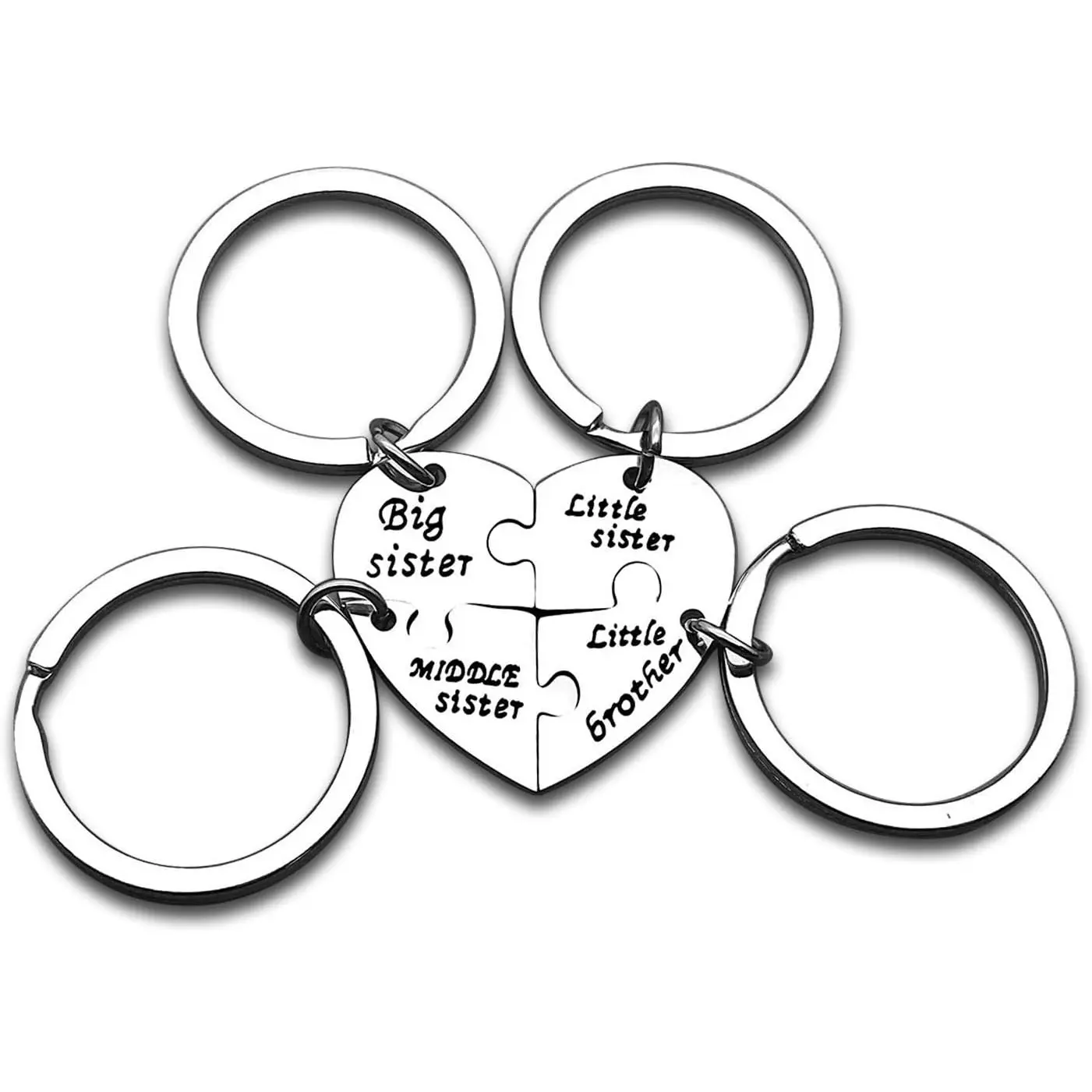 Sister Brother Keychain Gifts 4pcs Split Heart Sisters Brothers Matching Keychain Little Brother Gifts from Sister Christmas Birthday Gift Family Presents for Sisters Brothers
