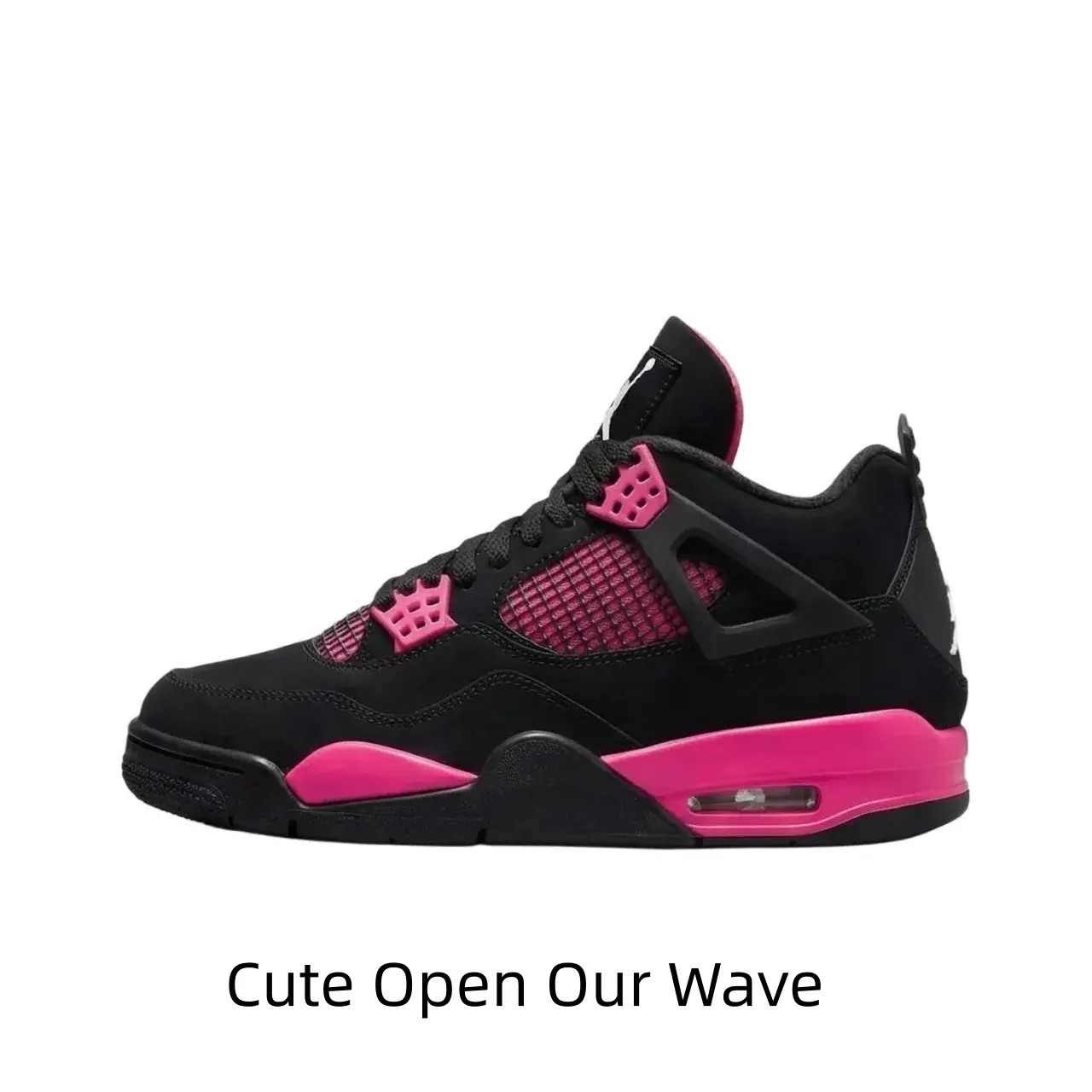 unisex black pink mid top basketball shoes contrast color visible air cushion niche sneaker lovers daily street casual kicks
