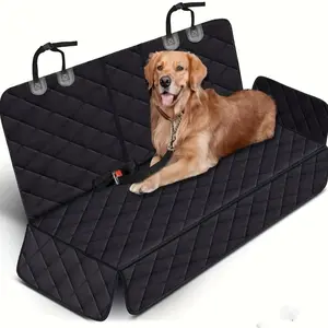 Car seat cushion for dogs, rear seat protector, Backseat Protector, Seat Covers - non-slip universal type suitable for most sedans, trucks, and SUVs (leash not included) - black