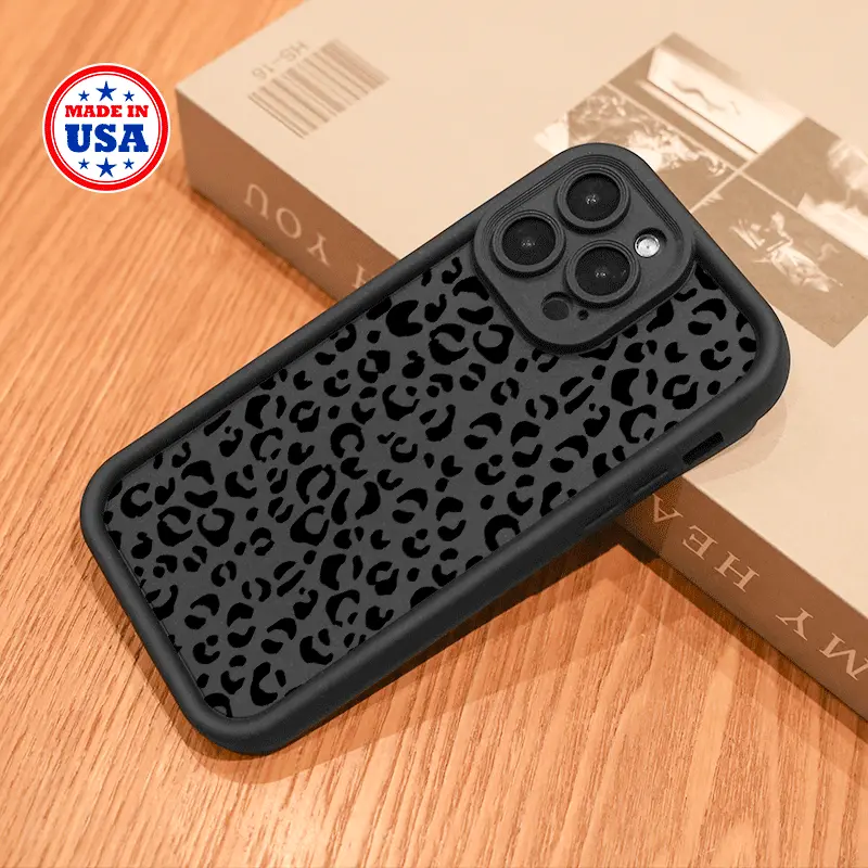 Black and white leopard print,phone case durable protection, sleek iphone case, iphone 16 pro case, iphone 15 pro case, iphone, fashion shockproof