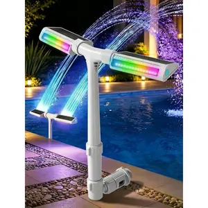 2026 Upgrade Height Solar Pool Fountain with 10-Color 4-Mode LED Lights, Auto Light-Sensing Pool Sprinkler Fountain for Above/Inground Pools, 360? Adjustable  for 8-16?F Cooling (Gray)
