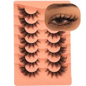 False Eyelashes Wispy Lashes Natural Look Fake Eyelashes Cat Eye Lashes Mink Fluffy Strip False Lashes Fox Eye Lashes Pack 7 Pairs