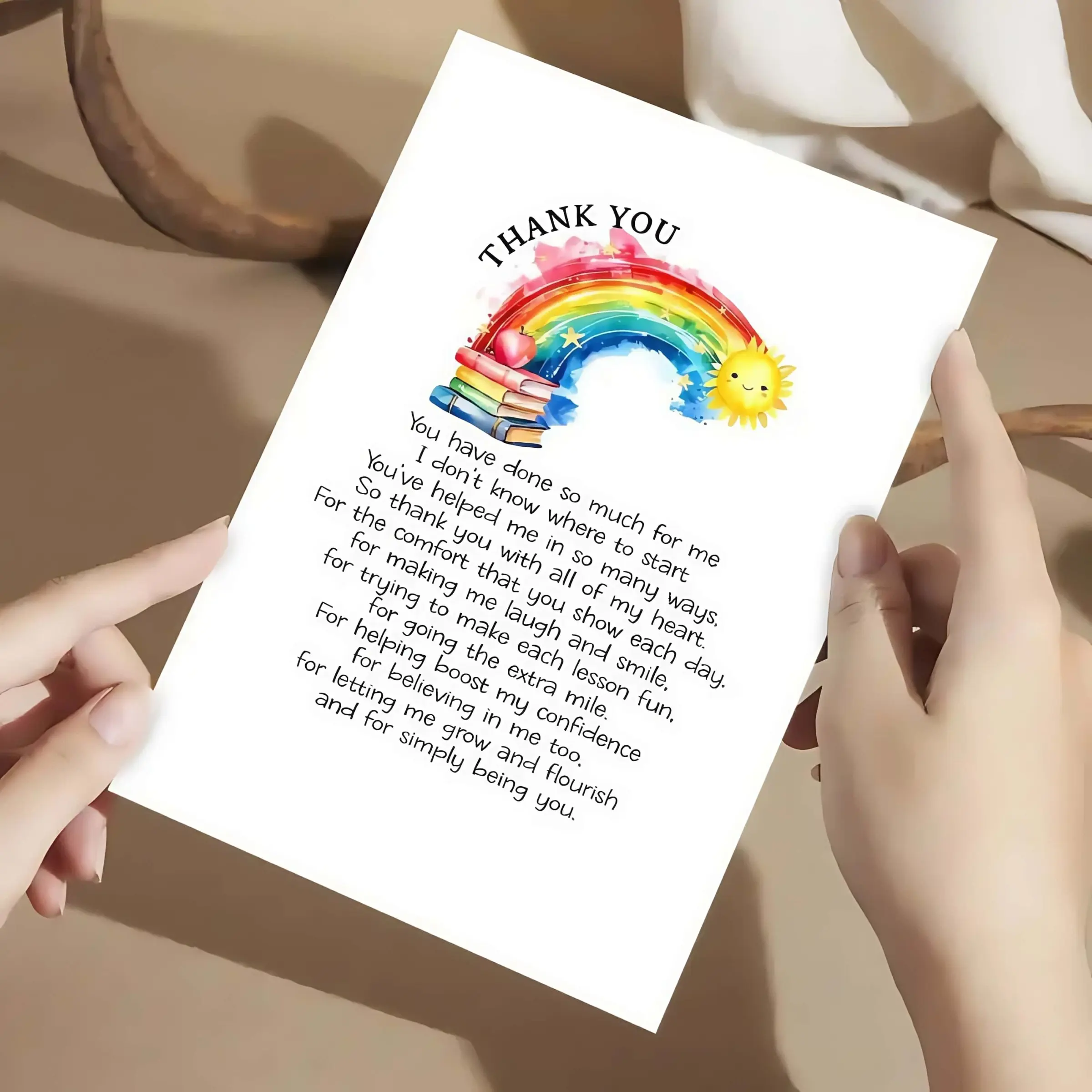 Thank You Card for Educators, 8x5 Inches, Heartfelt Appreciation for Teachers and Mentors, Perfect Gift for Students and Guardians, Greeting Card, Teacher Thank You Cards