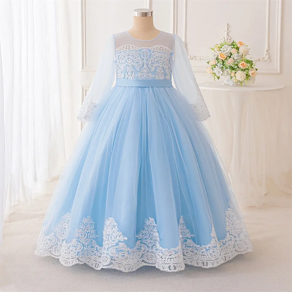 7-12Y Light Blue Kids Clothes Flower Girls Princess Long Ball Gown Frock Embroidery Lace Mesh Ball Gown Children Formal Evening Party Banquet Pageant Prom Host Cocktail Dress - TikTok Shop 7-12Y Light Blue Kids Clothes Flower Girls Princess Long Ball Gown Frock Embroidery Lace Mesh Ball Gown Children Formal Evening Party Banquet Pageant Prom Host Cocktail Dress - TikTok Shop