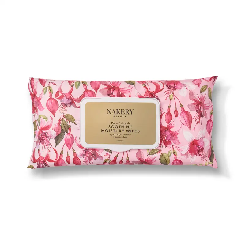 Nakery Pure Gentle Nourishing Chamomile Soothing Moisture Intimate Area Wipes, Refresh Formula, 30 Count Single Item Beauty Products for Feminine Care (US Market)