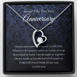 Wife Necklace, 55th Wedding Anniversary Necklace Gift For Wife Emerald Anniversary Fifty Fifth 55 Year