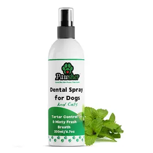 Pawsher Dog Breath Freshener Spray 6.7 oz - Instant Fresh Breath for Cats & Dogs - Promotes Gum Health & Dental Care - Safe & Natural Ingredients Like Chamomile & Mint - Easy Dog Teeth Cleaning Spray
