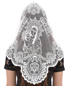 BOZIDOL Church Veil Lace Mantilla - Triangle Virgin Mary Head Covering Spanish Veil for Women