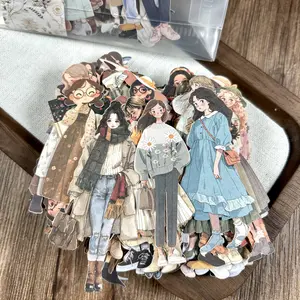 Vintage Girl Cartoon Stickers Pack, 100 Sheets DIY Scrapbooking Decorations, Journaling Supplies for Bullet Journals & Albums, Stickers Kit