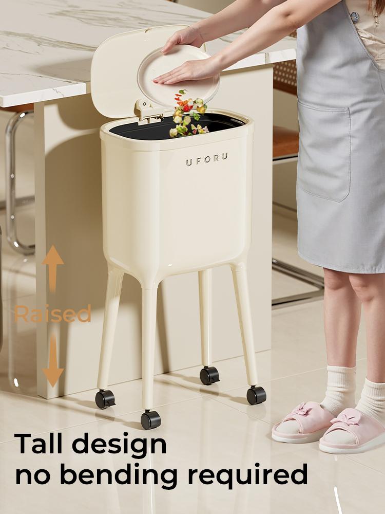 UFORU 16L Rolling Home Trash Can - Smooth, Water-Proof, High-Leg (No-Bend), Pressure-Sealed Odor-Proof Lid, Lockable Wheels, Space-Saving Slim Profile, Durable ABS & PP, 3 Color Options for Kitchen, Apartment Accessories UFORU 16L Rolling Home Trash Can - Smooth, Water-Proof, High-Leg (No-Bend), Pressure-Sealed Odor-Proof Lid, Lockable Wheels, Space-Saving Slim Profile, Durable ABS & PP, 3 Color Options for Kitchen, Apartment Accessories