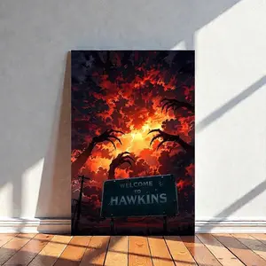 Stranger Things Poster Unframed, Welcome to Hawkins Poster, Upside Down Art