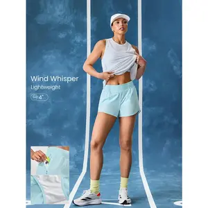 GLOWMODE 4" RefreshRun Shorts VitalSwift Quick-Dry Ultralight Mid-Rise Waist Drawstring Waist Reflective Running Shorts With Built-In Anti-Odor Underwear Zip Pocket High Impact Workout Running Training