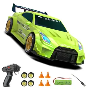 1:24 RC Drift Car, 2.4g Four-Wheel Remote Control Toy, LED Lights, Obstacle Props, Perfect Birthday Gift, Requires 2 Aa Batteries