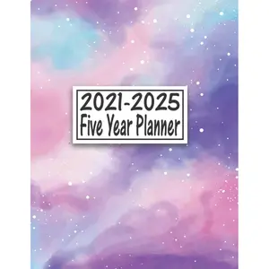 2021-2025 Fiver Year Planner: 60 Month Spread View, Vision Boards & Inspirational Quotes - Cute Pink, Blue Agate & Gold Acrylic Paperback – October 13, 2020