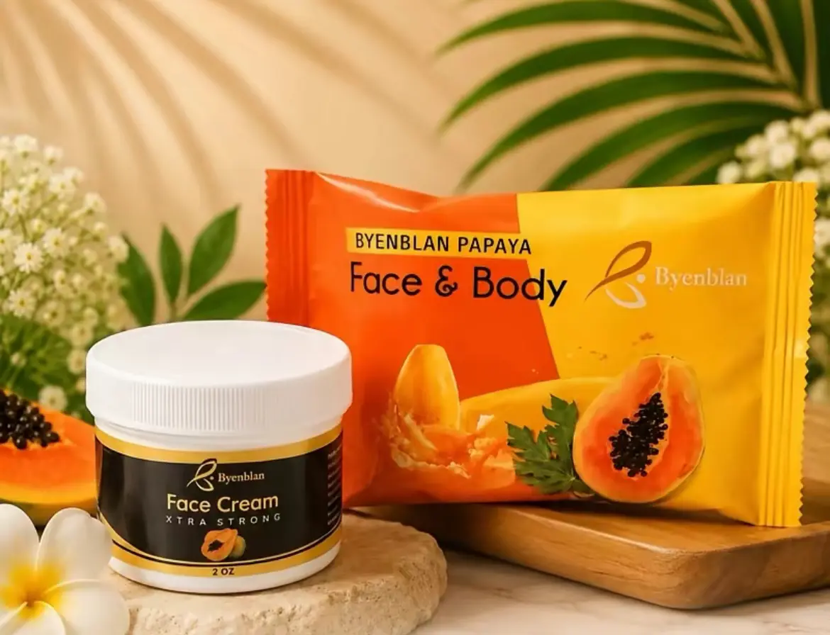 Byenblan Miniset Papaya Face Cream 2oz & 4oz Soap