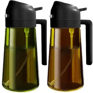 2 Count 16oz/470ml Olive Oil Dispenserfor Kitchen with Stickers 2 in 1 Olive Oil Sprayer for Cooking Air Fryer and Salad Utensils